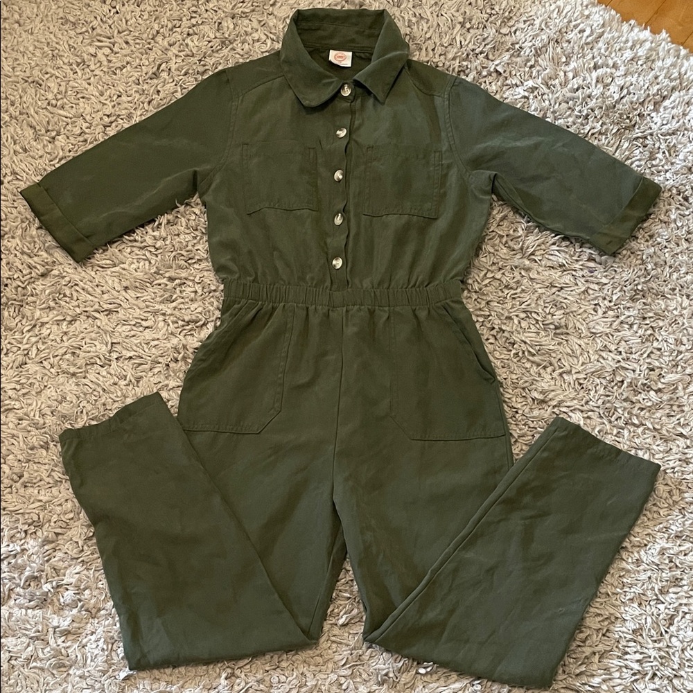 Wonder Nation Dark Green Button-Up Jumpsuit, Size 7-8